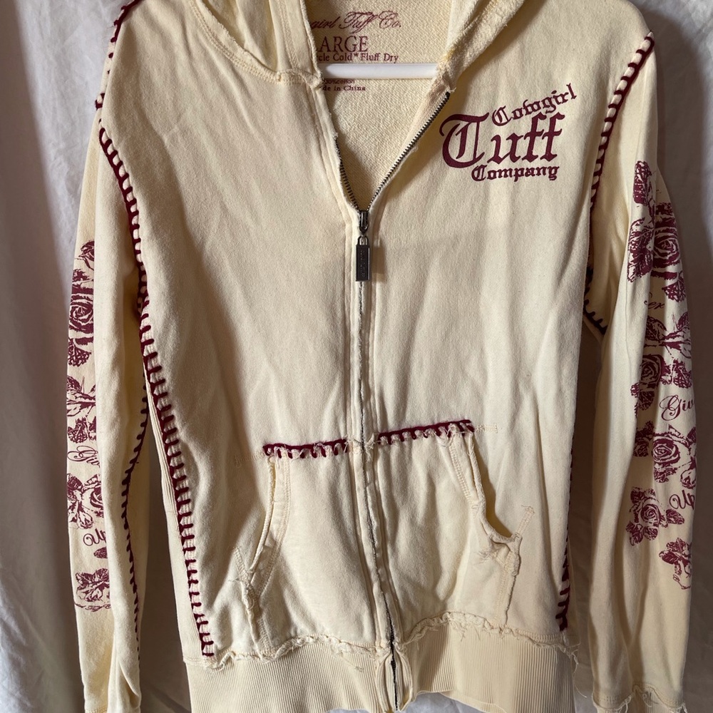 Cowgirl Tuff Cream and Maroon Hoodie